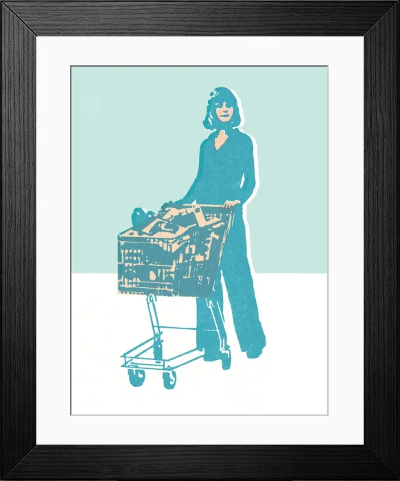 Framed Print : Woman with Shopping Cart Framed Print : Woman with Shopping Cart