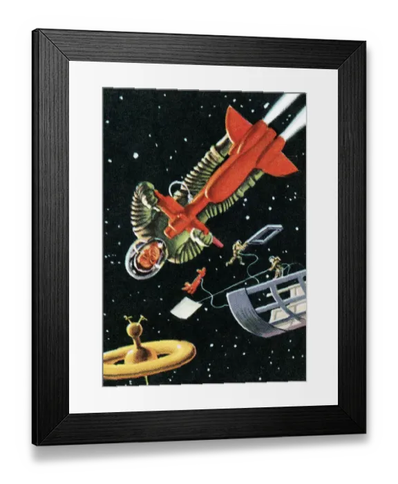 Framed Print : Astronaut Traveling in Space Framed Print : Astronaut Traveling in Space