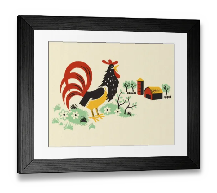 Framed Print : Rooster on a Farm Framed Print : Rooster on a Farm