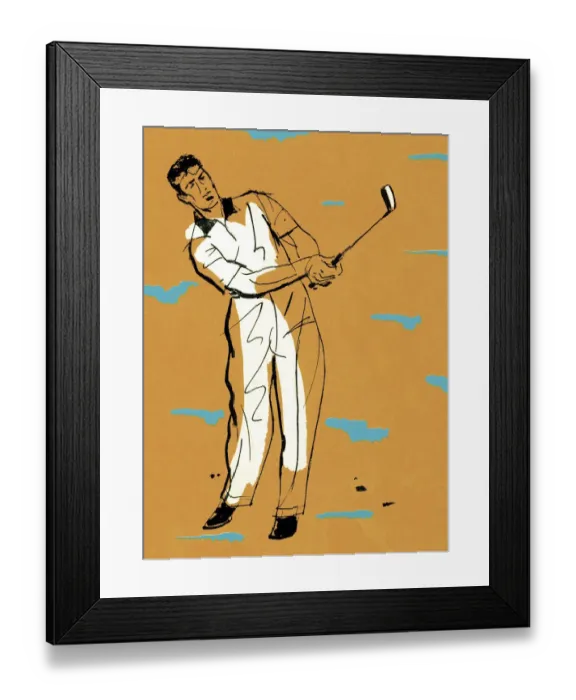 Framed Print : Man Swinging a Golf Club Framed Print : Man Swinging a Golf Club