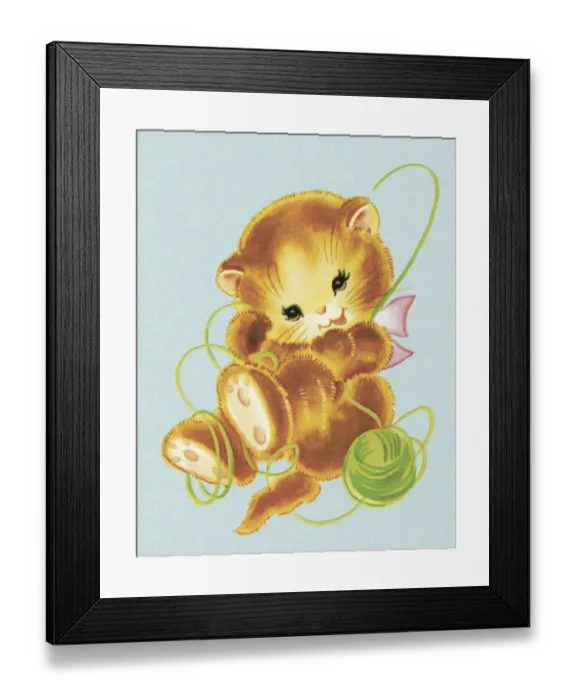 Framed Print : Kitten and Yarn Framed Print : Kitten and Yarn
