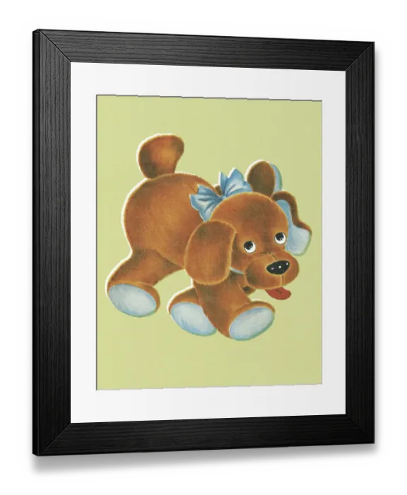 Framed Print : Puppy with Blue Bow
