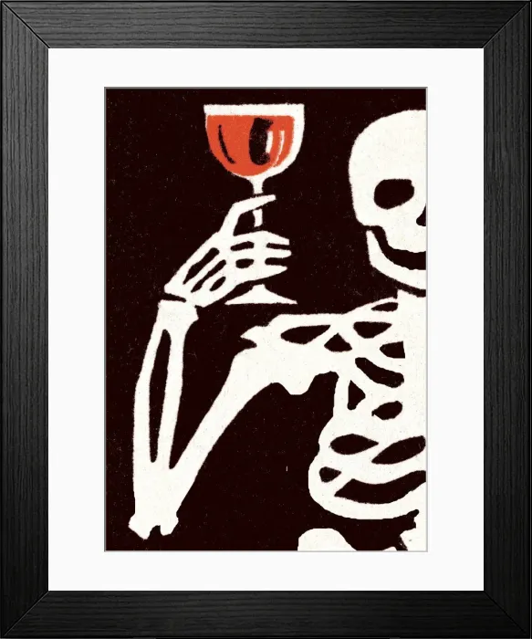 Framed Print : Skeleton with wine Framed Print : Skeleton with wine