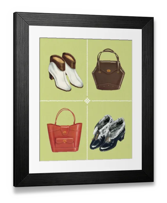 Framed Print : Boots and Handbags