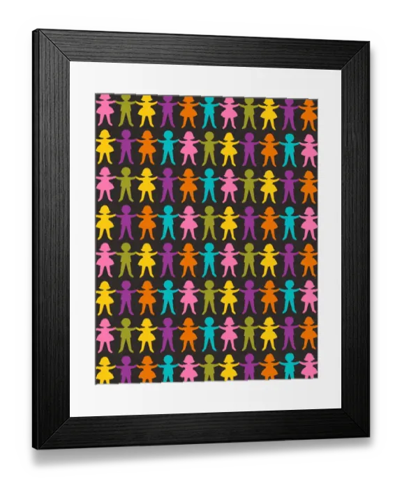 Framed Print : Boy and Girl Paper Doll Chains Framed Print : Boy and Girl Paper Doll Chains