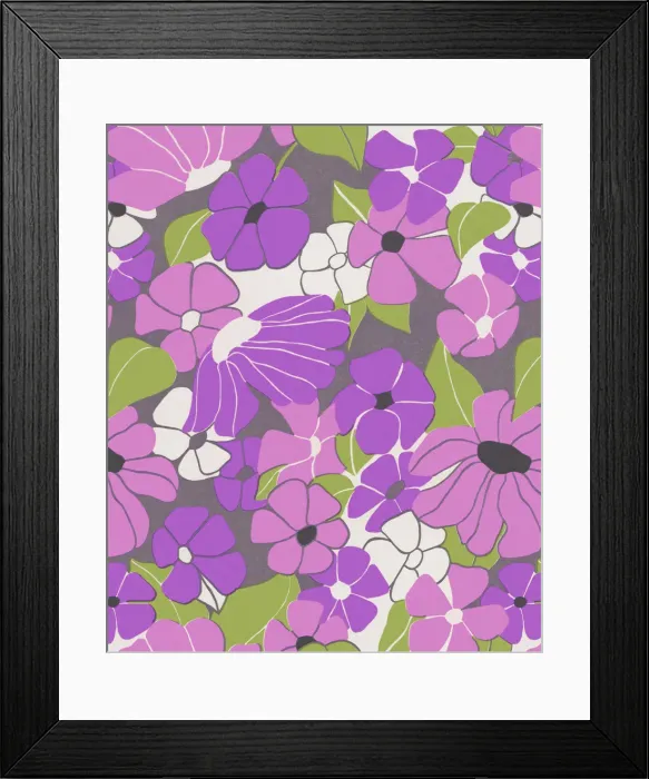 Framed Print : Purple Floral Pattern Framed Print : Purple Floral Pattern