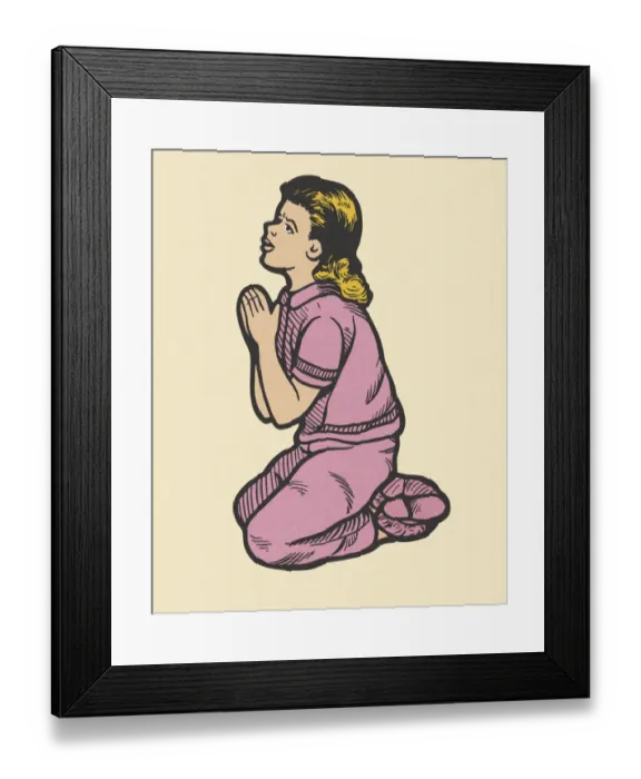 Framed Print : Praying Girl Kneeling Framed Print : Praying Girl Kneeling