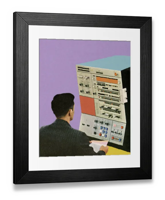 Framed Print : Man Working at Machine