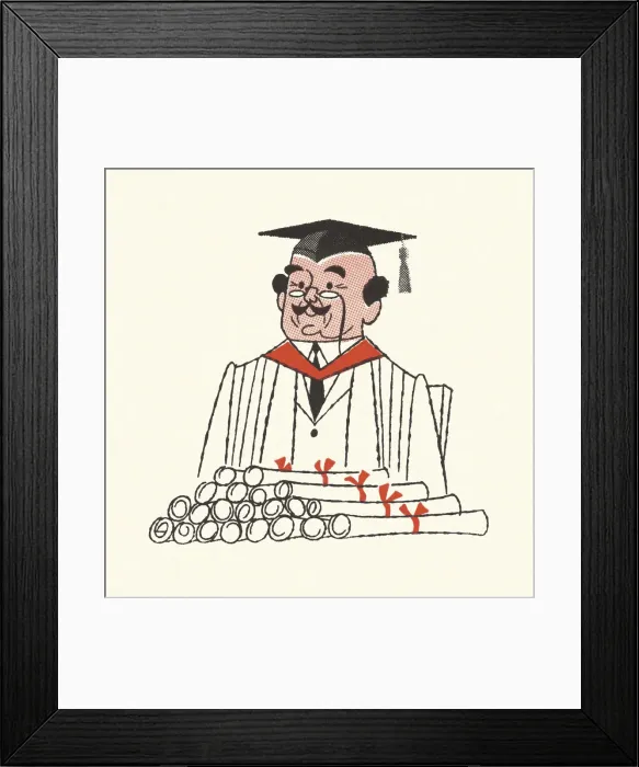 Framed Print : Professor with Diplomas Framed Print : Professor with Diplomas