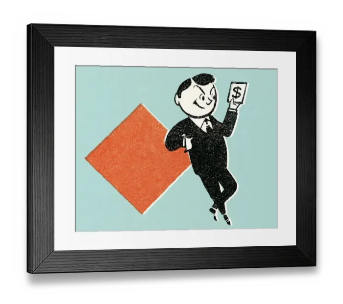 Framed Print : Man with money Framed Print : Man with money