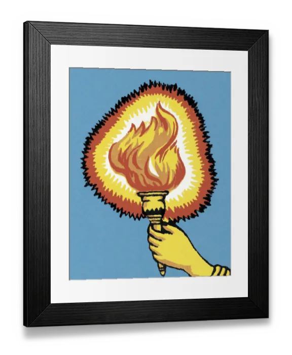 Framed Print : Hand Holding a Burning Torch Framed Print : Hand Holding a Burning Torch