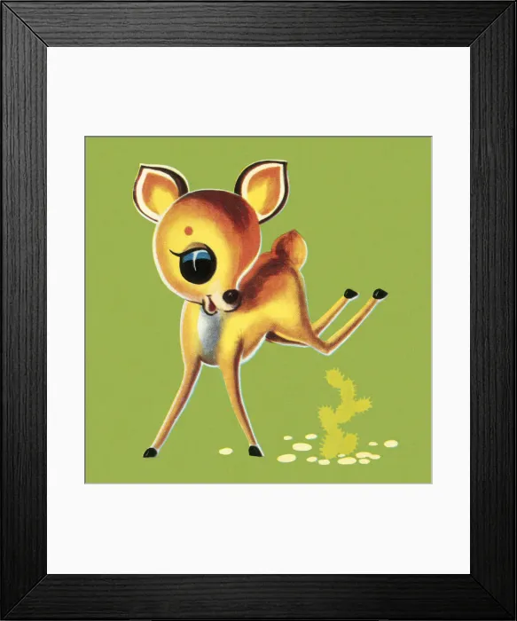 Framed Print : Fawn Jumping Over Cactus