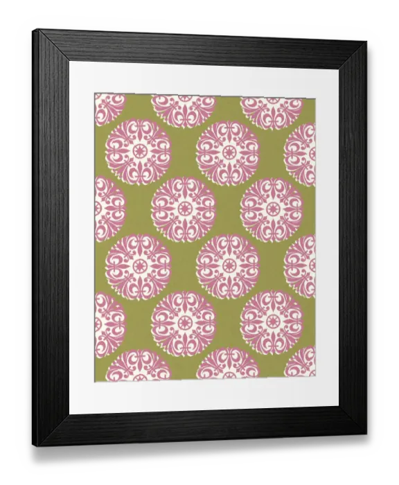 Framed Print : Red Fleur De Lis Pattern on Green Background Framed Print : Red Fleur De Lis Pattern on Green Background
