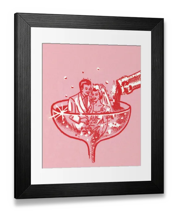 Framed Print : Wedding Couple and Champagne Framed Print : Wedding Couple and Champagne