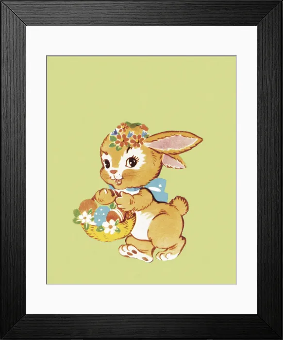 Framed Print : Bunny Holding Basket