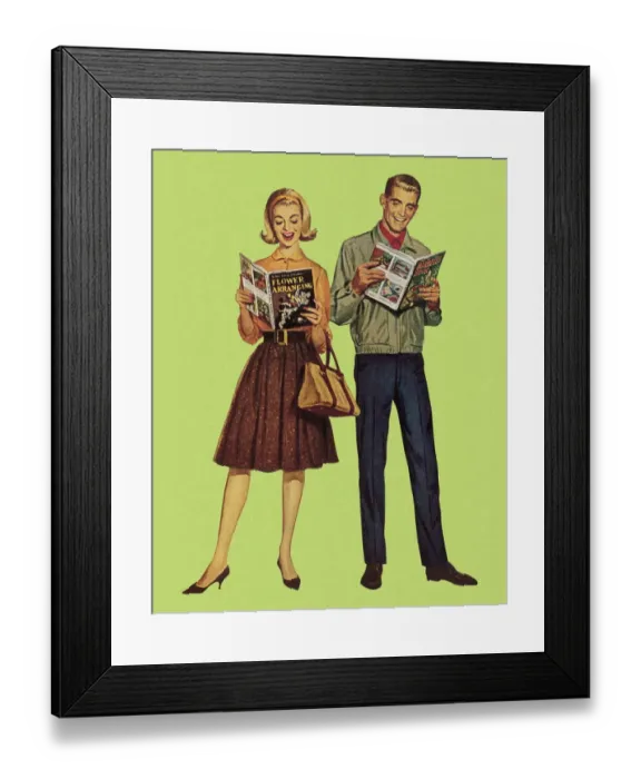 Framed Print : Two People Reading Hobby Books Framed Print : Two People Reading Hobby Books