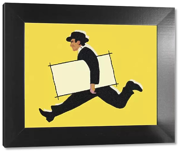 Man Running With Sign