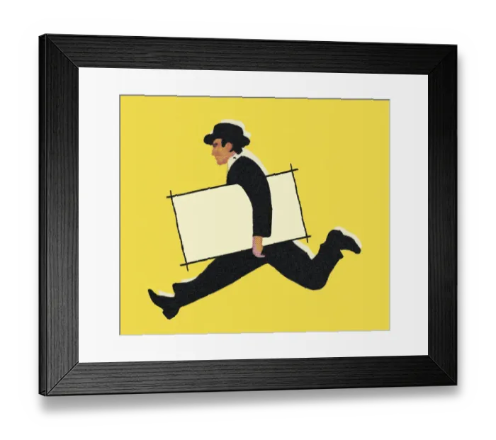 Framed Print : Man Running With Sign Framed Print : Man Running With Sign