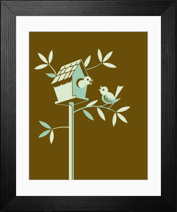 Framed Print : Birdhouse on Brown Background Framed Print : Birdhouse on Brown Background