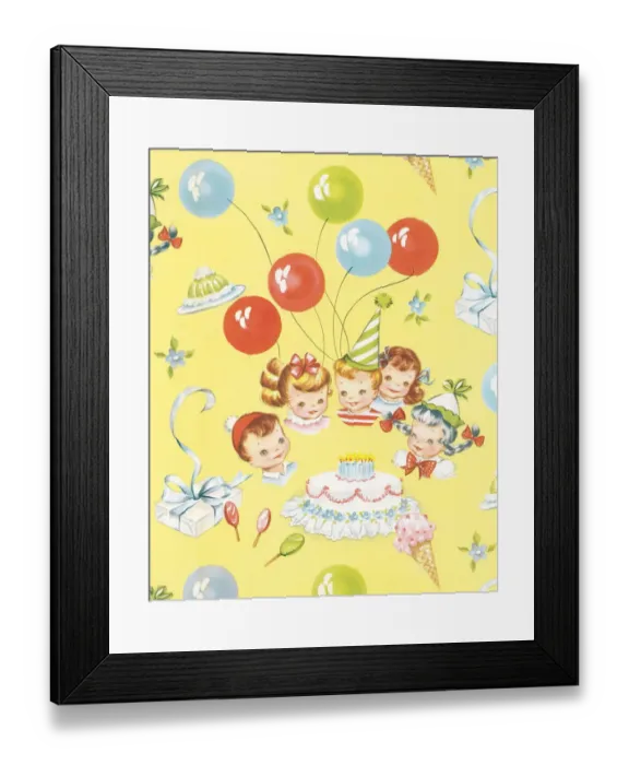Framed Print : Childrens birthday party pattern Framed Print : Childrens birthday party pattern
