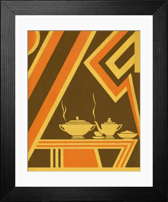 Framed Print : Brown and Orange Art Deco Table Framed Print : Brown and Orange Art Deco Table