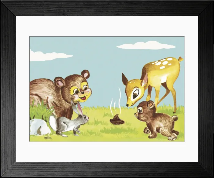 Framed Print : Animals Looking at Poo Framed Print : Animals Looking at Poo