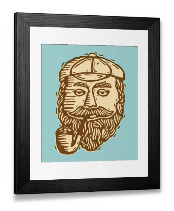 Framed Print : Bearded Man Smoking Pipe Framed Print : Bearded Man Smoking Pipe