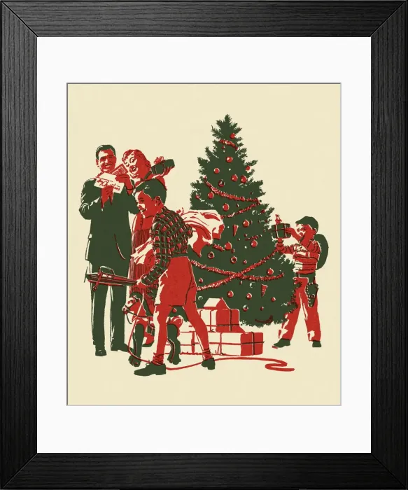 Framed Print : Family at Christmas Opening Gifts Framed Print : Family at Christmas Opening Gifts