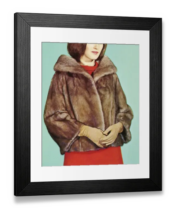Framed Print : Woman Wearing a Fur Jacket Framed Print : Woman Wearing a Fur Jacket