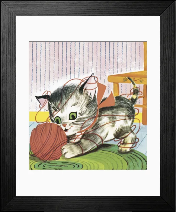 Framed Print : Kitten With Yarn Framed Print : Kitten With Yarn