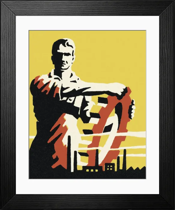 Framed Print : Man with Large Gear Framed Print : Man with Large Gear