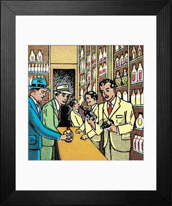 Framed Print : Businessmen Getting Bottles of Liquor Framed Print : Businessmen Getting Bottles of Liquor