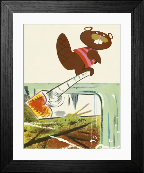 Framed Print : Beaver Standing on a Log Framed Print : Beaver Standing on a Log