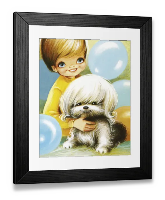 Framed Print : Happy Child and Dog Framed Print : Happy Child and Dog