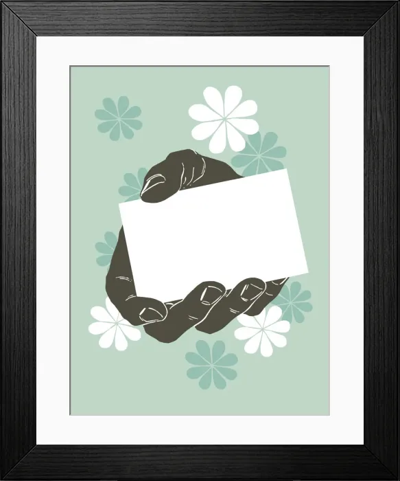 Framed Print : Hand Holding Blank Card