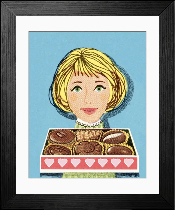 Framed Print : Woman with chocolates Framed Print : Woman with chocolates