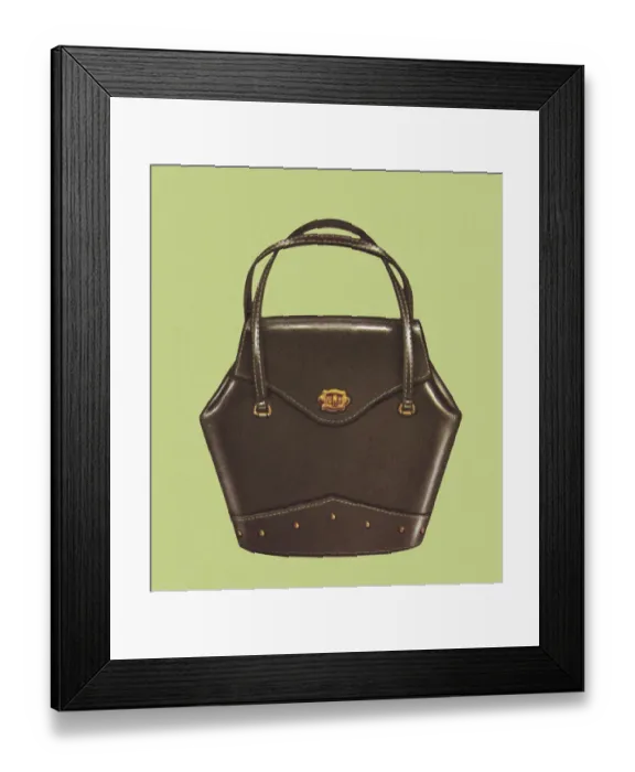 Framed Print : Dark Brown Handbag