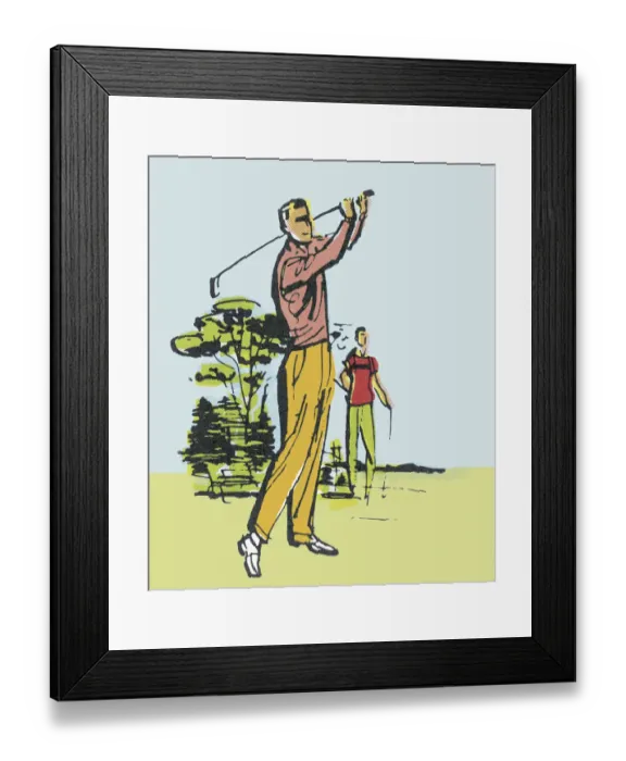 Framed Print : Two Men Golfing