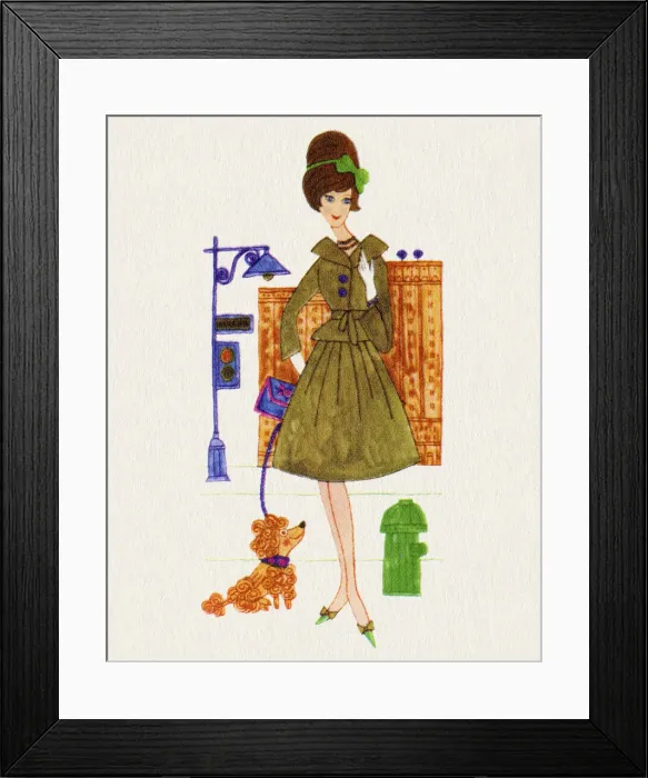 Framed Print : Woman Walking a Dog Framed Print : Woman Walking a Dog