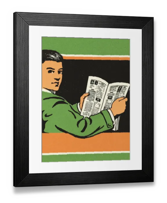 Framed Print : Man with newspaper Framed Print : Man with newspaper