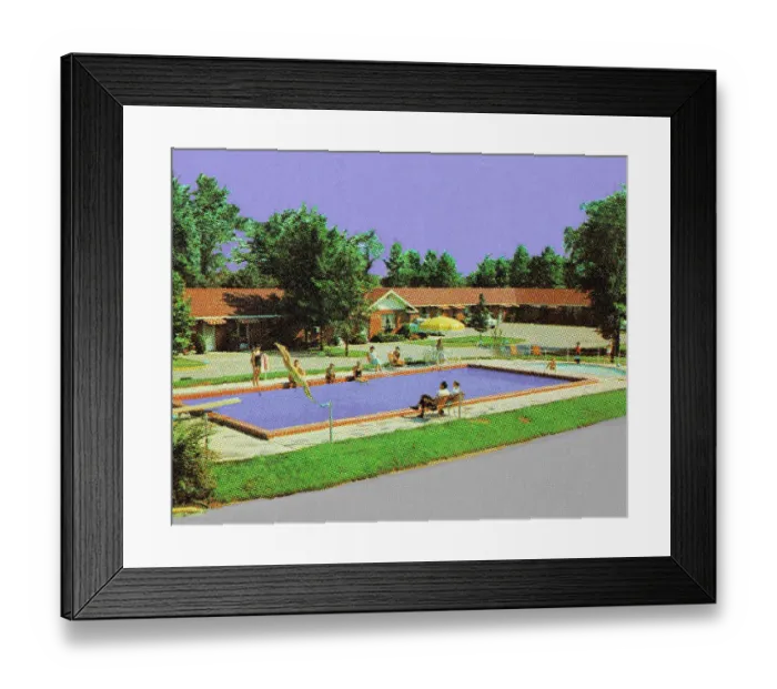 Framed Print : Motel Swimming Pool Framed Print : Motel Swimming Pool