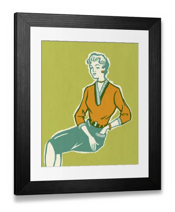 Framed Print : Stylish Woman Sitting Framed Print : Stylish Woman Sitting