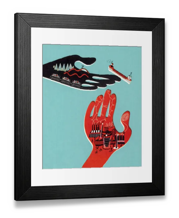 Framed Print : Two Stylized Hand Framed Print : Two Stylized Hand