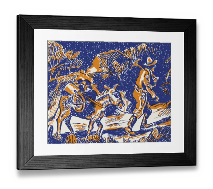 Framed Print : Miner Pulling a Donkey Framed Print : Miner Pulling a Donkey
