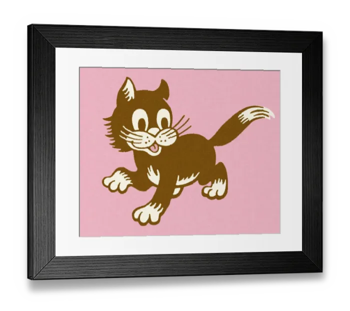 Framed Print : Cat with Pink Background