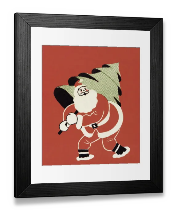 Framed Print : Santa Carrying Tree Framed Print : Santa Carrying Tree