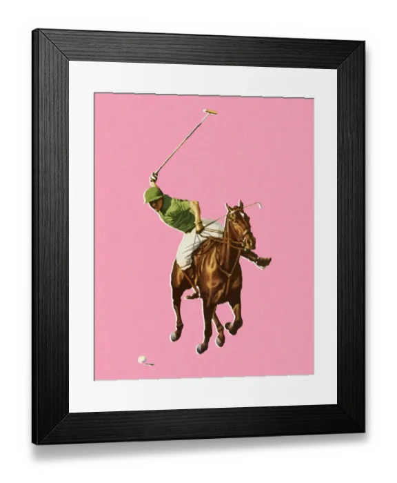 Framed Print : Horseback Man Playing Polo