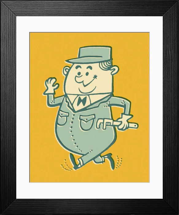 Framed Print : Plumber With Wrench Framed Print : Plumber With Wrench