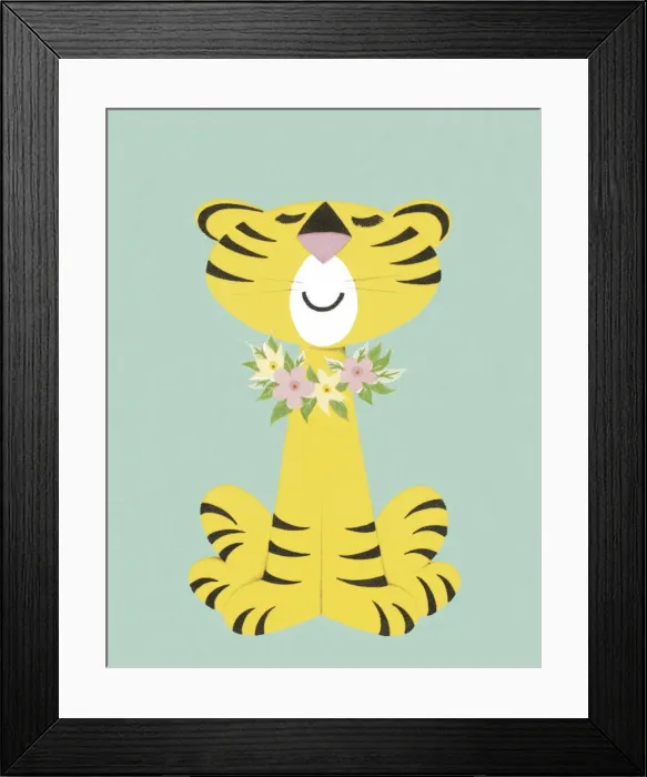 Framed Print : Tiger With FLower Lei Framed Print : Tiger With FLower Lei