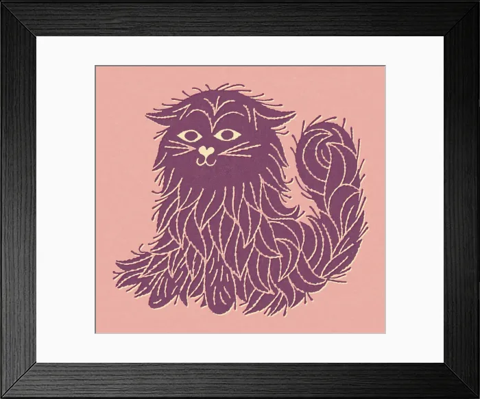 Framed Print : Purple Fluffy Cat Framed Print : Purple Fluffy Cat